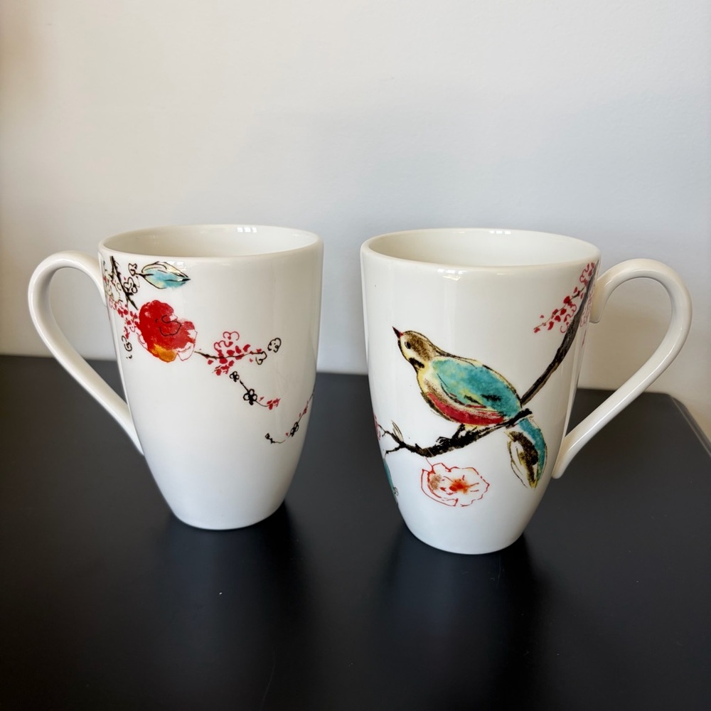 Lenox Simply Fine Chirp Bone China Mug 16 Fl Oz - Bird & Floral Design. - Picture 6 of 9